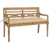 vidaXL Klop Batavia z bež blazino 120 cm trdna tikovina Cene