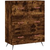  Visoka komoda dimljeni hrast 69,5x34x180 cm konstruiranog drva Slike