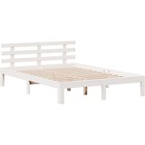 vidaXL Knjižna postelja brez vzmetnice bela 140x200 cm trdna borovina | Shoptok.si