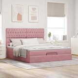  Otomanski posteljni okvir z vzmetnicami roza 180x200cm žamet, (21653451) | Shoptok.si
