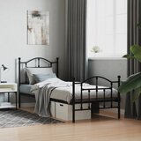 vidaXL Metalni okvir kreveta uzglavlje i podnožje crni 90 x 200 cm Cijene