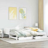 vidaXL Izvlečna dnevna postelja s predali bela 90x190 cm borovina, (21303561) | Shoptok.si