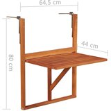 Viseći stol za balkon 64,5 x 44 x 80 cm masivno bagremovo drvo | shoptok.hr