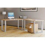 MID.YOU KOTNA PISALNA MIZA kovina, leseni material srebrne barve, hrast sonoma | Shoptok.si