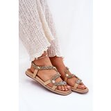 ARTIKER Women's Sandals With Decoration Snake Eco Suede Beige | Shoptok.si