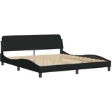 vidaXL Postelja z vzmetnico črna 180x200 cm blago | Shoptok.si