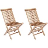  Sklopiva Vrtna Stolica 2 kom. Prirodna Čvrsto teak drvo | shoptok.hr
