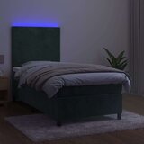  Krevet box spring s madracem LED tamnozeleni 90x200 cm baršun | shoptok.hr