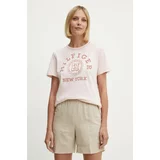 Tommy Hilfiger Bombažna kratka majica ženska, roza barva, WW0WW41575