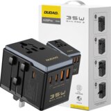 Dudao A35PRO TRAVEL ADAPTER 35W EU UK AUS US JP 3X USB-C 2X USB-A ČRN, (21834912) Cene