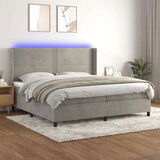  Krevet box spring s madracem LED svjetlosivi 200x200 cm baršun Cijene