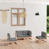  Sedežna garnitura 4-delna z blazinami trdna borovina | Shoptok.si