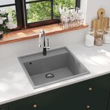 vidaXL kuhinjsko pomivalno korito z luknjo siv granit | Shoptok.si