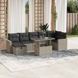 Maison Chic Seti vrtnega pohištva - Vrtna garnitura - Vrtni pohištvo set 8-delna z blazinami sv. siv poli ratan, (21800671) | Shoptok.si
