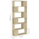vidaXL Knjižna omara za razdelitev prostora sonoma hrast 80x24x186 cm | Shoptok.si