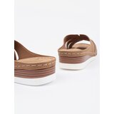 Shelvt Comfortable low-heeled wedge flip-flops beige | Shoptok.si