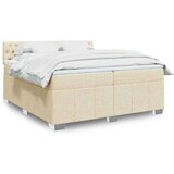 vidaXL Box spring postelja z vzmetnico krem 200x200 cm blago, (21321385) | Shoptok.si