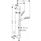 Hansgrohe Crometta 100 Chrome tuš set: ručni tuš sa 2 mlaza, Isiflex 1600 crevo za tuš i usponska šipka sa kliznim držačem i policom 26553400 Cene