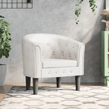  Zaobljena fotelja od umjetne kože bijela | shoptok.hr
