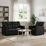  Set sofe 2 pcs Crna Umjetna koža | shoptok.hr