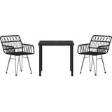  Vrtni set za objed 3 kom. Crna Čelik s prahom premazan | shoptok.hr