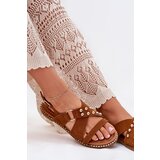 Boto Women's Flat Sandals With Golden Studs Camel Zanira | Eponuda.ba
