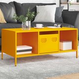 vidaXL Klubska mizica gorčično rumena 101,5x50x43,5 cm valjano jeklo Cene