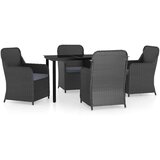  5-dijelni vrtni blagovaonski set s jastucima crni | shoptok.hr
