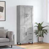 vidaXL Visoka komoda betonsko siva 69,5x34x180 cm inženirski les | Shoptok.si