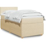 vidaXL Box spring postelja z vzmetnico krem 90x200 cm blago | Shoptok.si