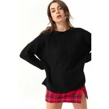 Lafaba Women's Black Boat Collar Knitwear Sweater Cene