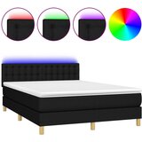 vidaXL Box spring postelja z vzmetnico LED črna 140x200 cm blago, (20901296) Cene