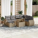 8-dijelni set vrtnih sofa od poliratana s jastucima bež | shoptok.hr