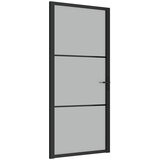  Unutarnja vrata 93 x 201,5 cm crna od mat stakla i aluminija | shoptok.hr