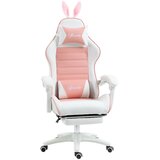  Ergonomska gamerska stolica s lumbalnom potporom osloncem za noge naslonom za glavu s ušima zeca roza Cijene