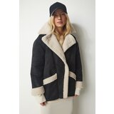 Happiness İstanbul Women's Black Shearling Suede Coat Cene