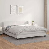 vidaXL Box spring postelja z vzmetnico bela 180x200 cm umetno usnje | Shoptok.si
