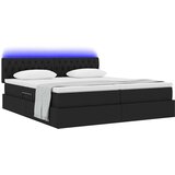 LED krevet za pohranu s madracem Crna 200 x 200 cm Tkanina | shoptok.hr