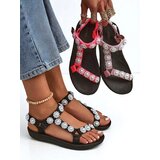 Resti Perseida women's black platform sandals with pearls | Shoptok.si