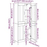 vidaXL Visok predalnik Star les 69,5 x 34 x 180 cm Konstruiran les | Shoptok.si
