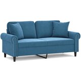vidaXL Kavč dvosed z okrasnimi blazinami moder 140 cm žamet, (20924908) | Shoptok.si