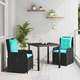 vidaXL Komplet za jedilnico v vrtu 3 pcs Črna Poly ratan Cene