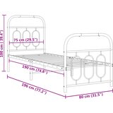 Metalni okvir kreveta uzglavlje i podnožje crni 75x190 cm | shoptok.hr