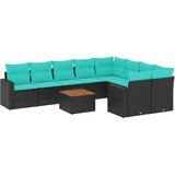  Vrtna garnitura - 10-dijelni set vrtnih sofa od poliratana s jastucima crni - Crna 2x corner+5x centre+2x sofa+1x garden+11x bac | shoptok.hr