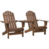 vidaXL Vrtna stola Adirondack s čajno mizico trden les jelke rjava, (20661352) | Shoptok.si