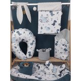 MimiNu Univerzalni dvostrani umetak za kolica, auto i biciklističko sjedalo + putni jastuk Dino blue + minky grey | shoptok.hr