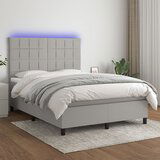 The Living Store Box spring postelja z vzmetnico LED sv. siva 140x200 cm blago - Box Spring Postelja, (21520586) Cene