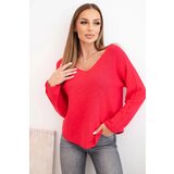 Kesi Włoski Women's sweater with viscose and a V-neck fuchsia Cene