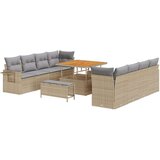  11-dijelni Vrtni Sofa Set s Jastucima Bež Poli Ratan Akacija 3-dijelni Vrtni Set za Jelo s Jastucima Bež Poli Ratan Akacija Cijene