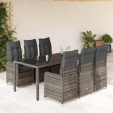 vidaXL Vrtna bistro garnitura 7-delna z blazinami siv poli ratan | Shoptok.si